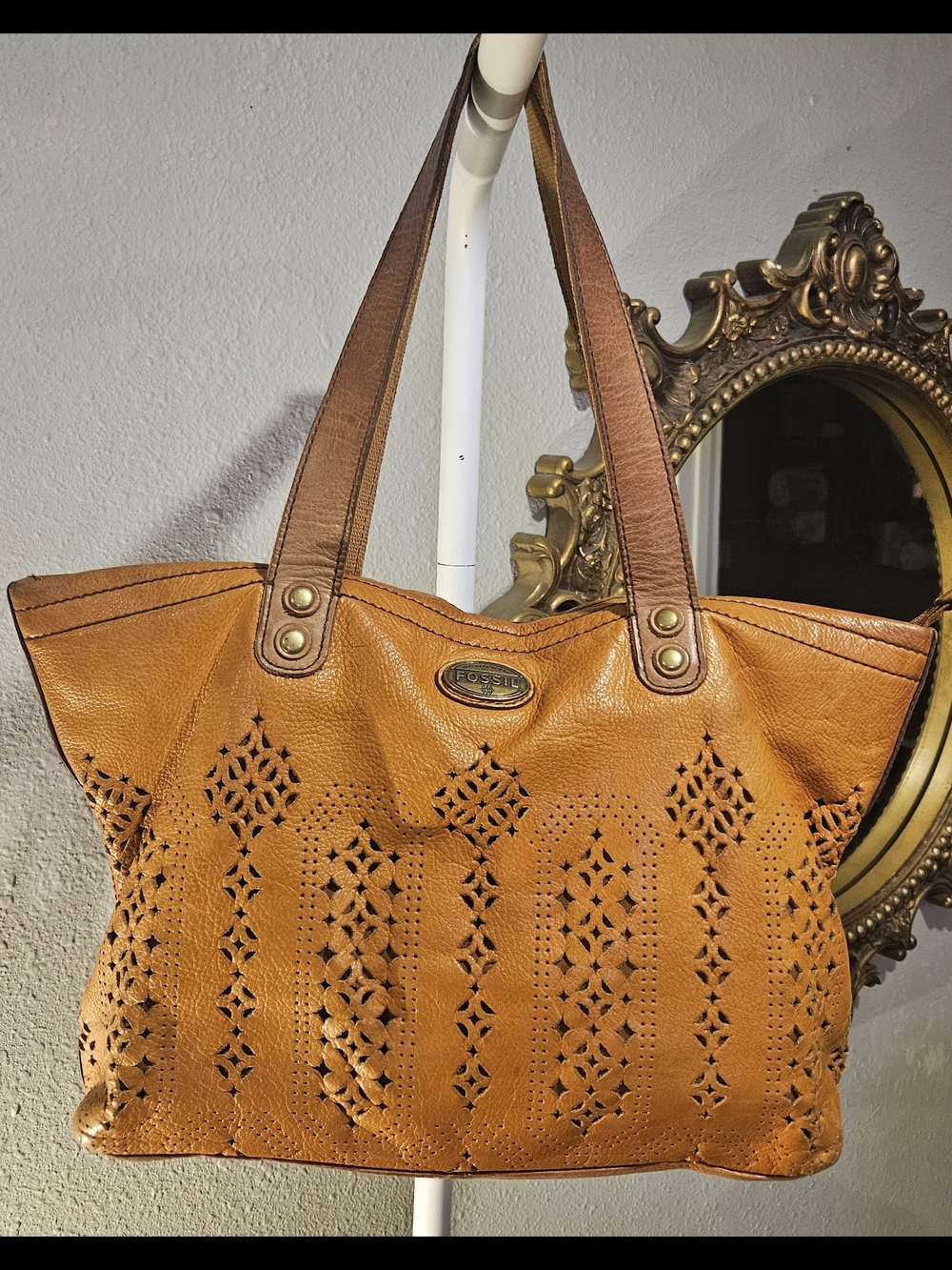 Fossil  Laser-Cut Leather Handbag